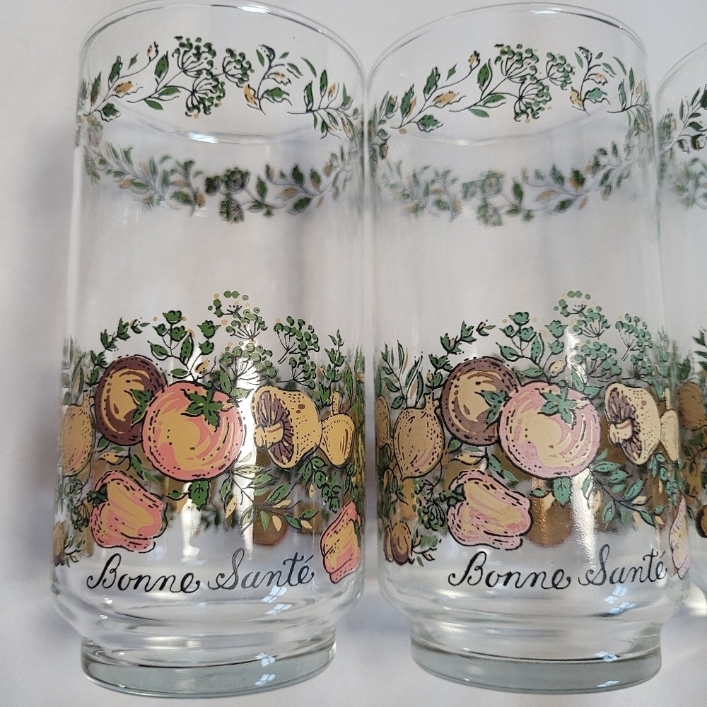 Vintage Libbey Bonne Sante Spice of Life 12oz Glasses Set of 5 - Picture 7 of 9